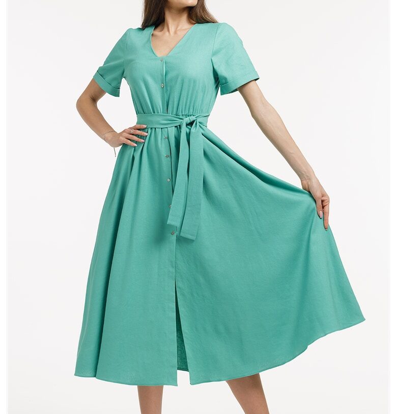 Рокля-риза с колан - Ментово зелено CAMISSI