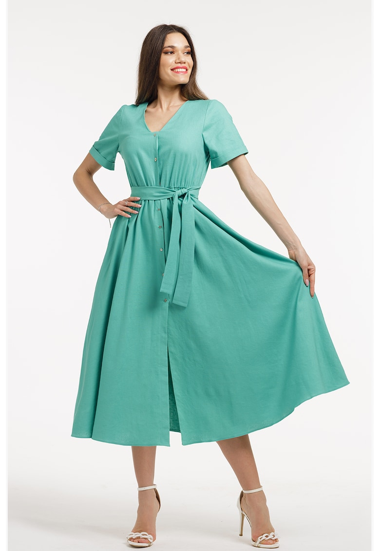 Рокля-риза с колан - Ментово зелено CAMISSI