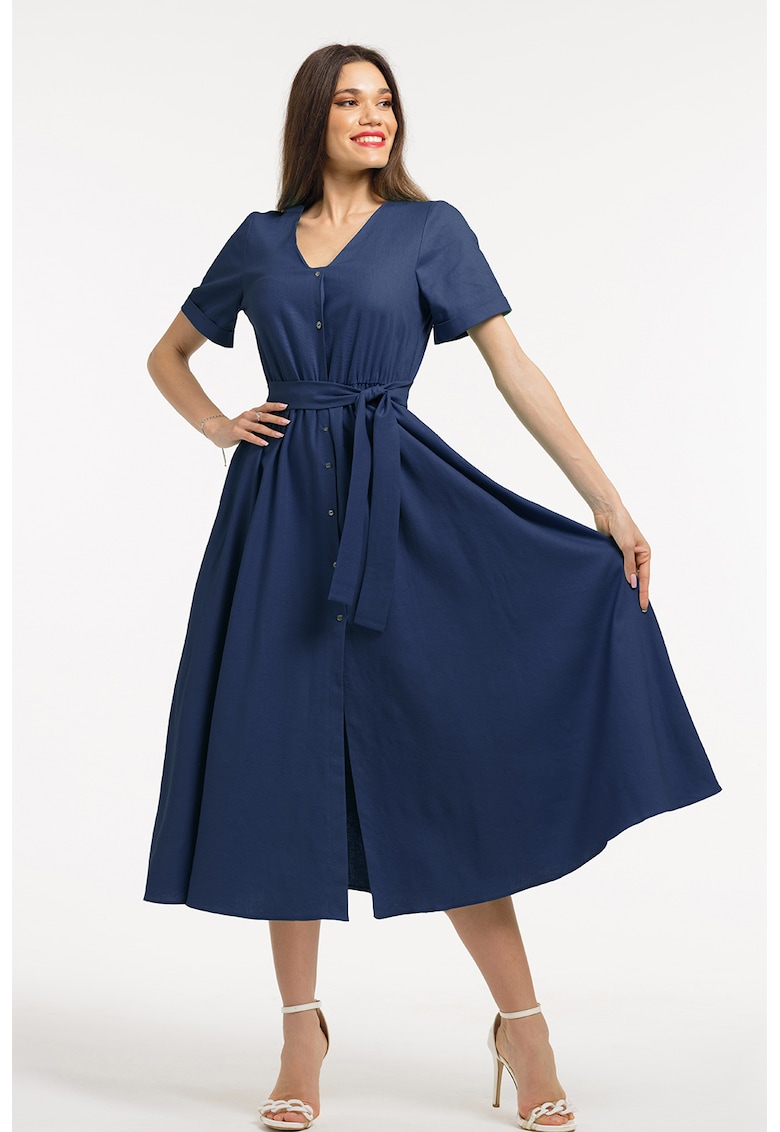 Рокля-риза с колан - Тъмносин CAMISSI