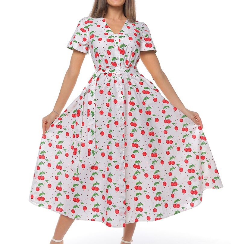 Рокля-риза с колан - Червен/Бял/Зелен CAMISSI