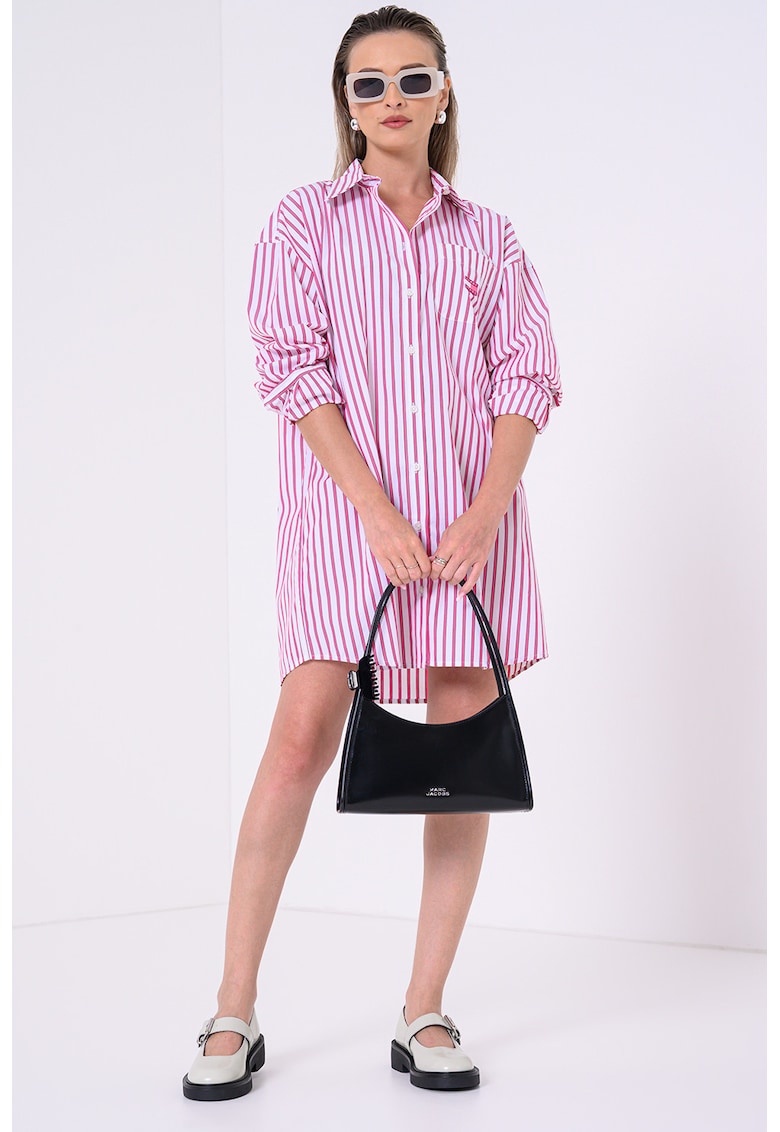 Рокля-риза с органичен памук - Бял/Сив/Розово Tommy Jeans