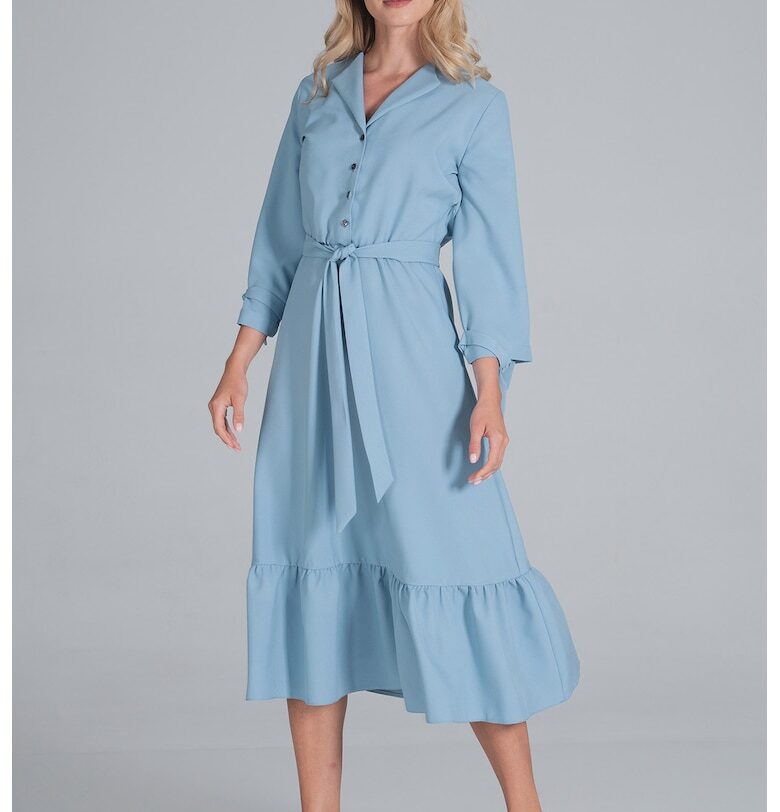 Рокля-риза  светлосиня - с колан - полиестер - Figl