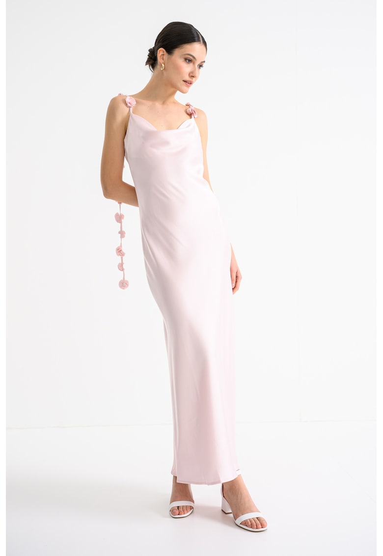 Рокля с 3D флорални апликации - Бледо розово Gina Tricot