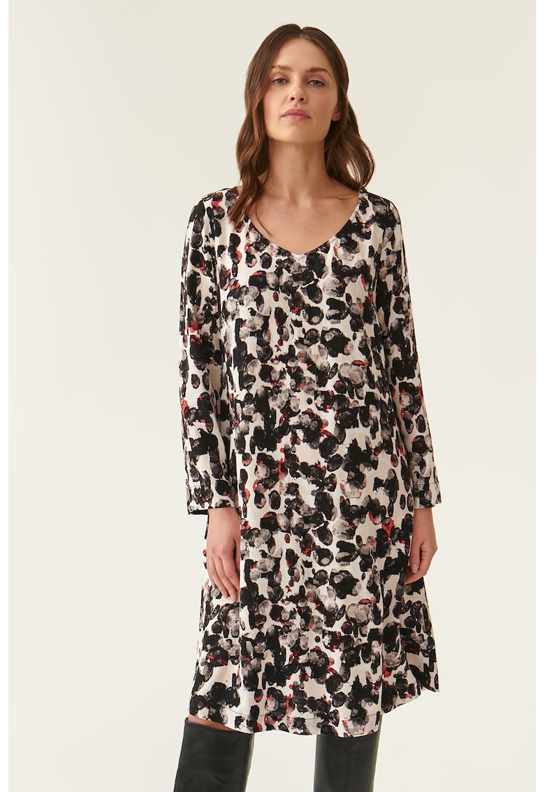 Рокля с абстрактна шарка - Бял/Черен Tatuum