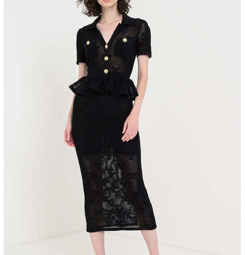 Рокля с ажур и къси ръкави - Черен SELF-PORTRAIT