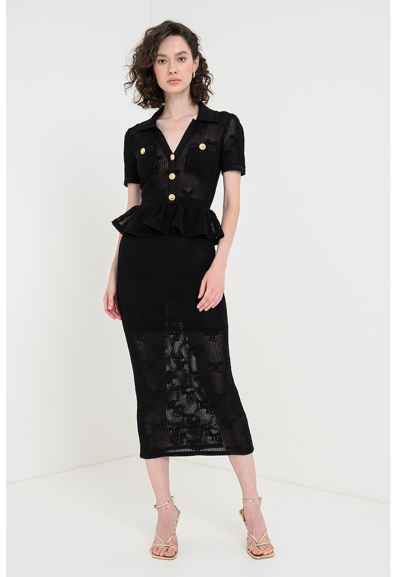 Рокля с ажур и къси ръкави - Черен SELF-PORTRAIT