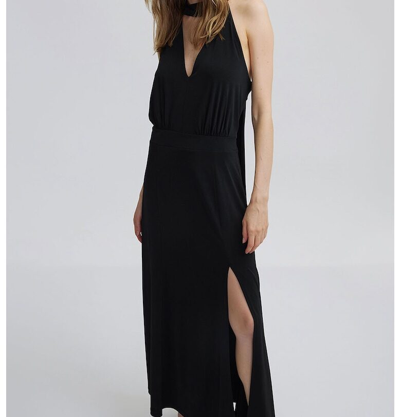 Рокля с веревна кройка и отвори - Черен Ipekyol