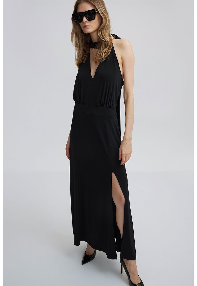 Рокля с веревна кройка и отвори - Черен Ipekyol