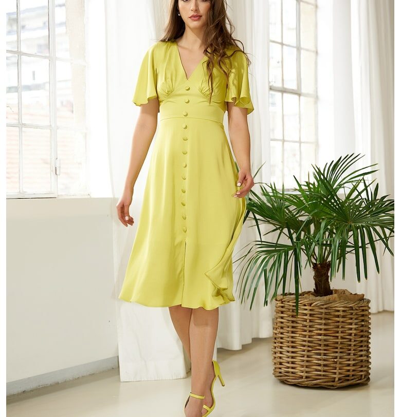 Рокля с висока талия - Жълт Noria Anis