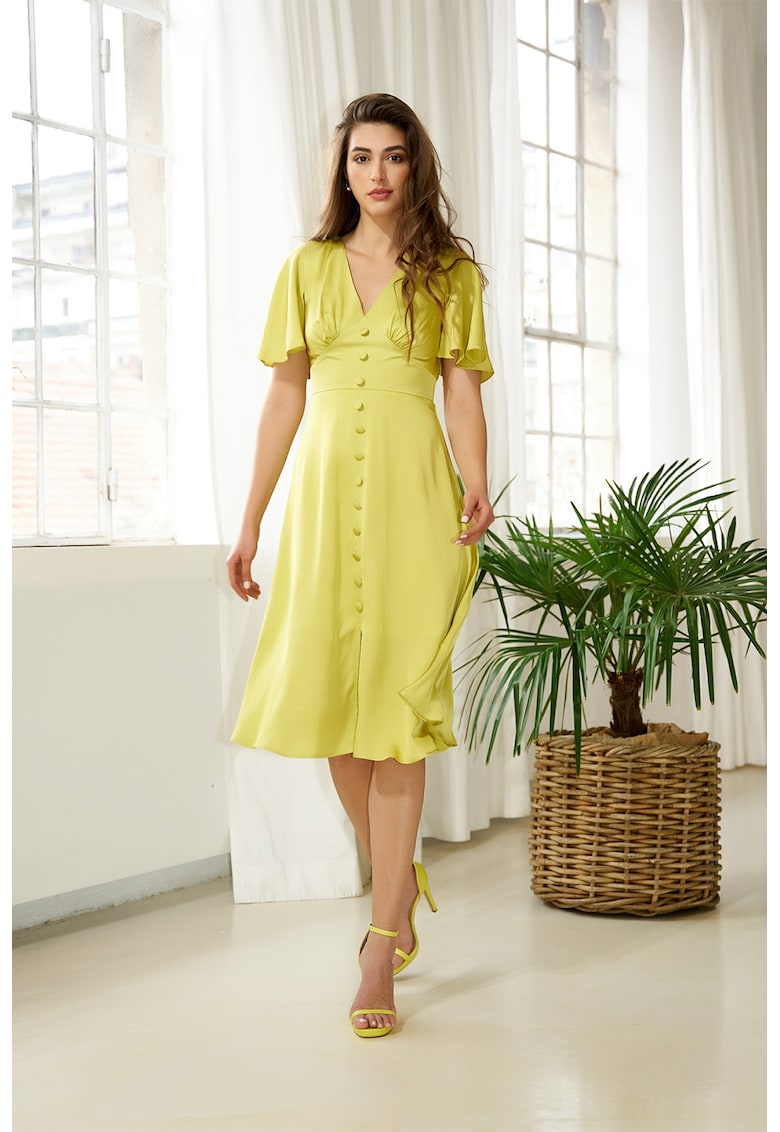 Рокля с висока талия - Жълт Noria Anis
