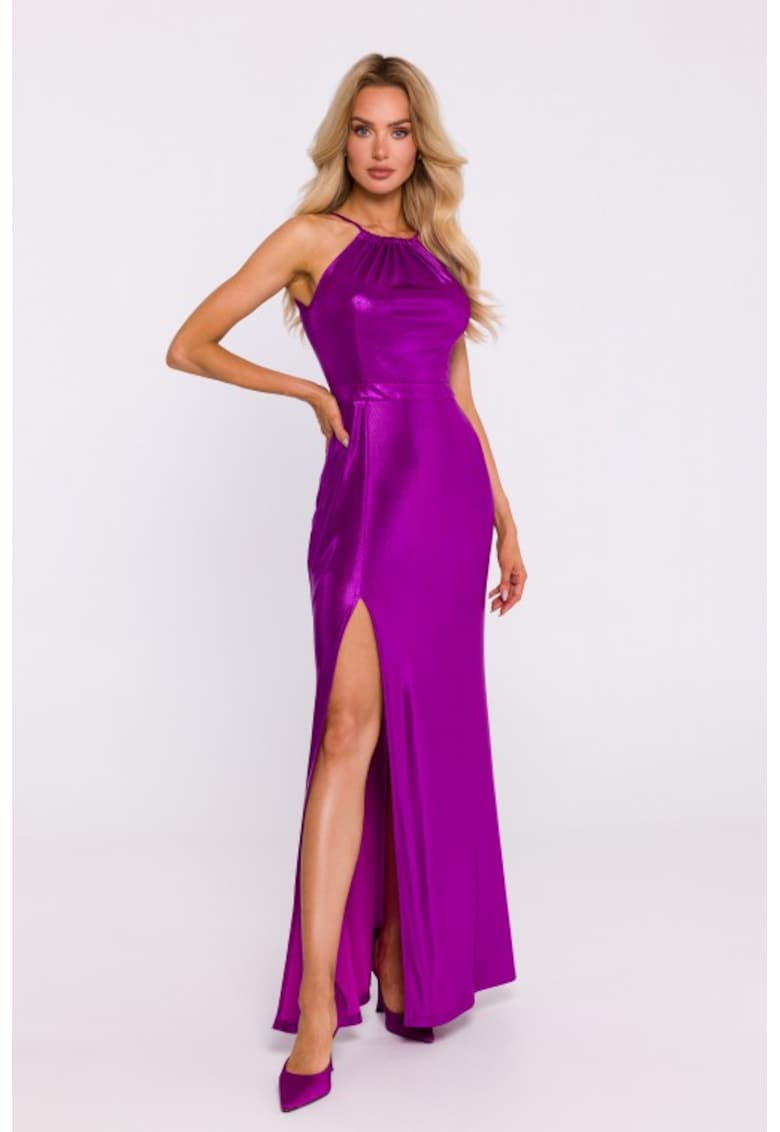 Рокля с висока цепка - Сребрист - Виолетов MOE