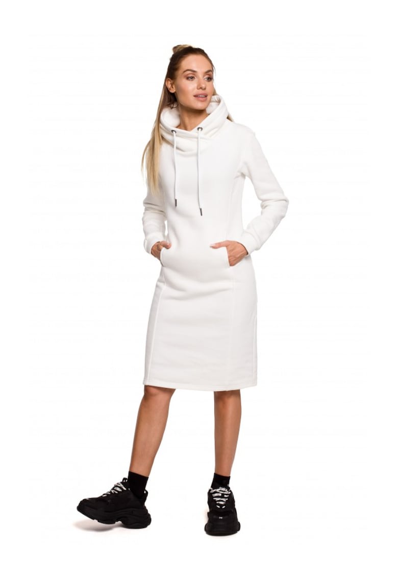 Рокля с висока яка - екрю MOE