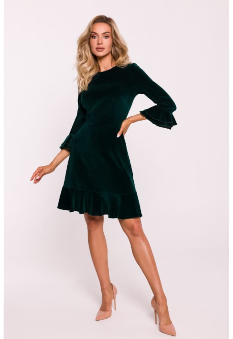 Рокля с волани Кадифе - Червен - Зелен MOE