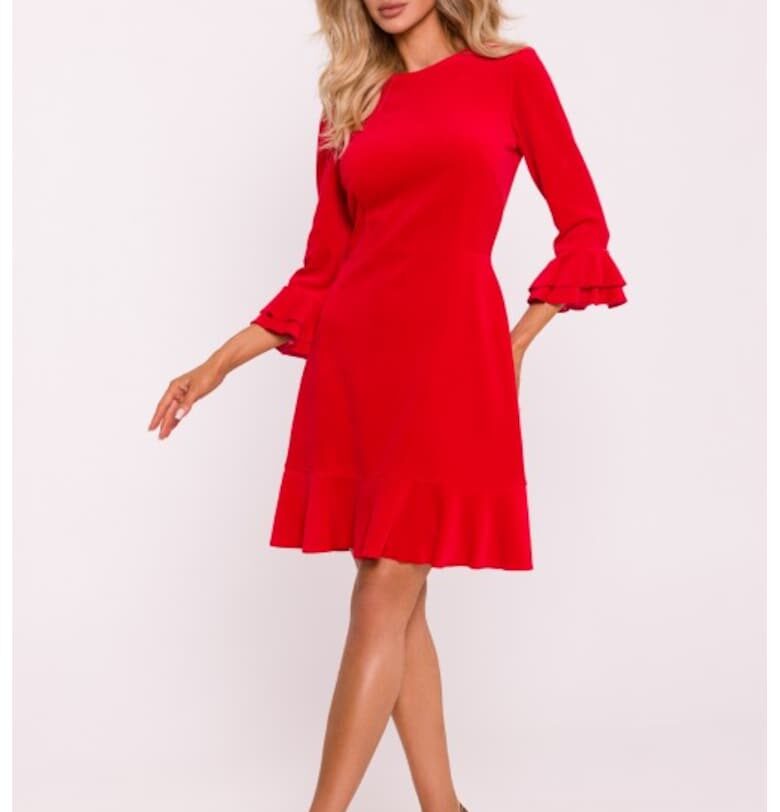 Рокля с волани  Кадифе - Червен - Червен MOE