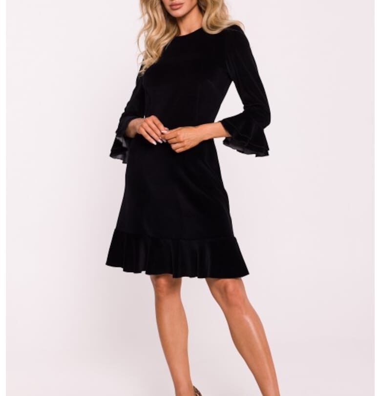 Рокля с волани  Кадифе - Червен - Черен MOE