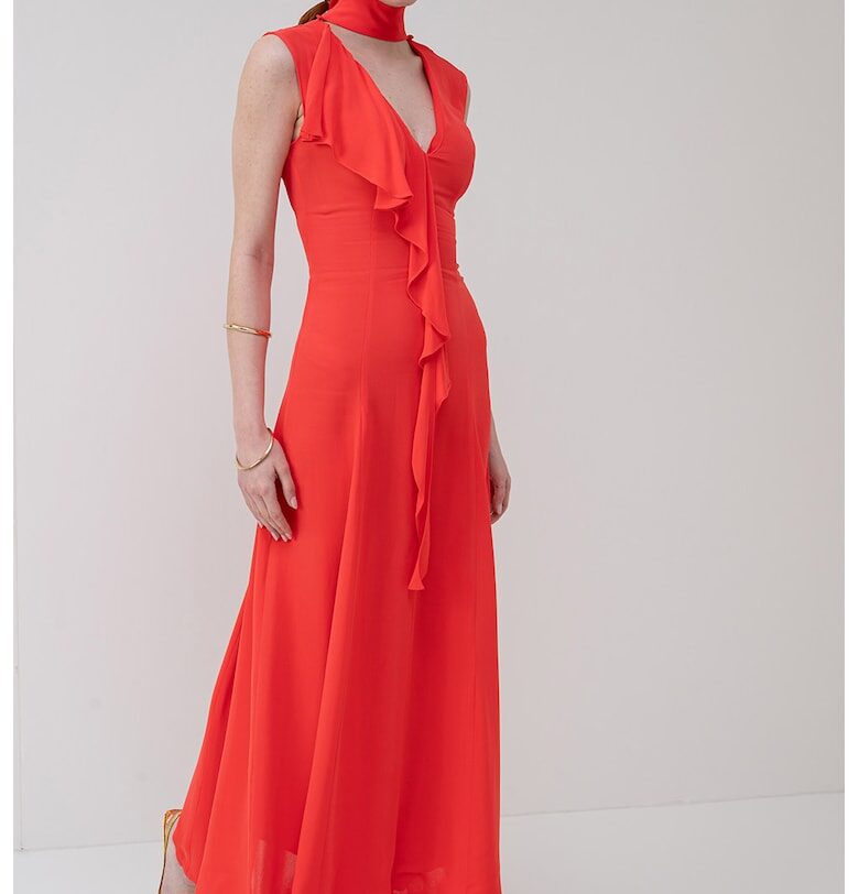 Рокля с връзка - Аленочервен Karl Lagerfeld