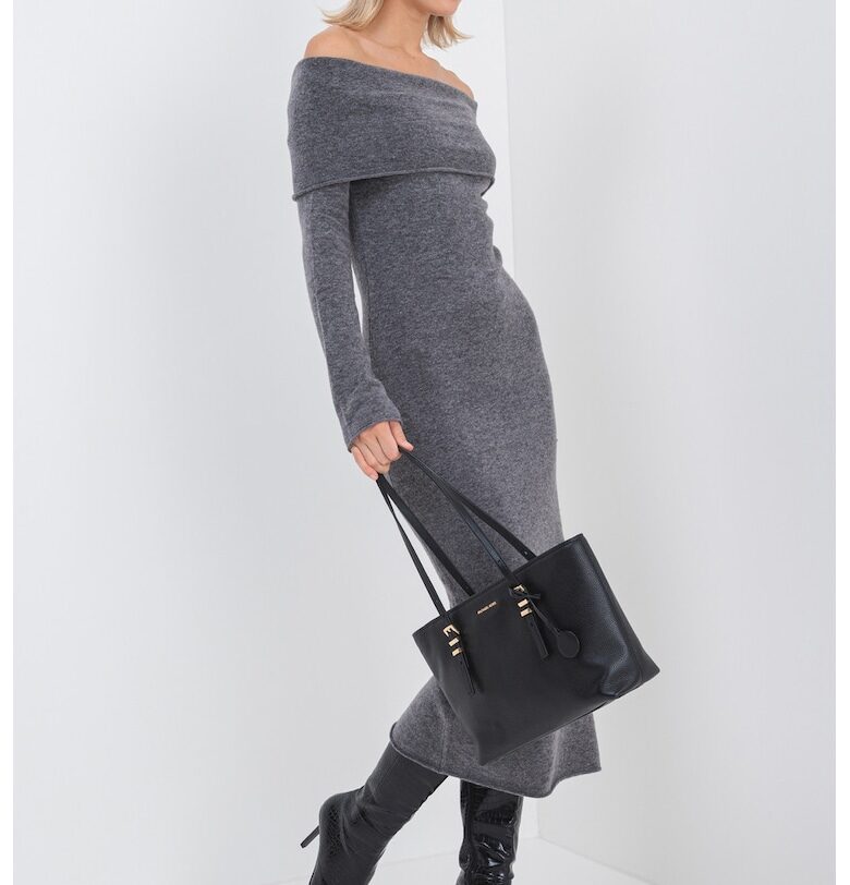 Рокля с вълна и голо рамо - Сив меланж Marella