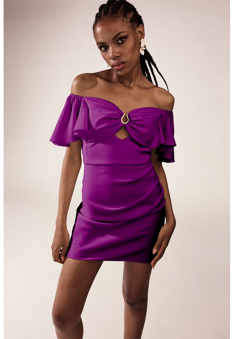 Рокля с голи рамене и отвор отпред - Виолетов Alina Cernatescu