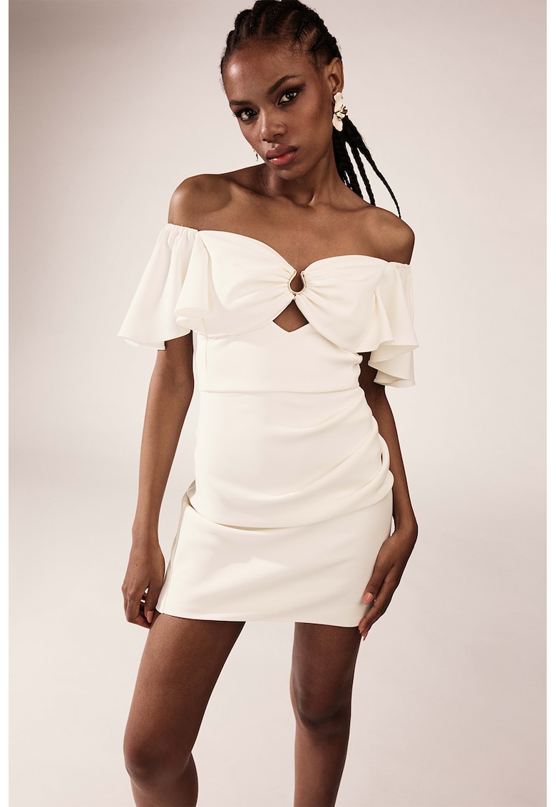 Рокля с голи рамене и отвор отпред - Слонова кост Alina Cernatescu