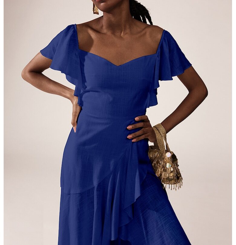 Рокля с голо рамо - Кралско Синьо Alina Cernatescu
