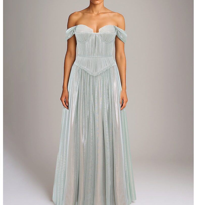 Рокля с голо рамо - Ледено синьо Acob a porter