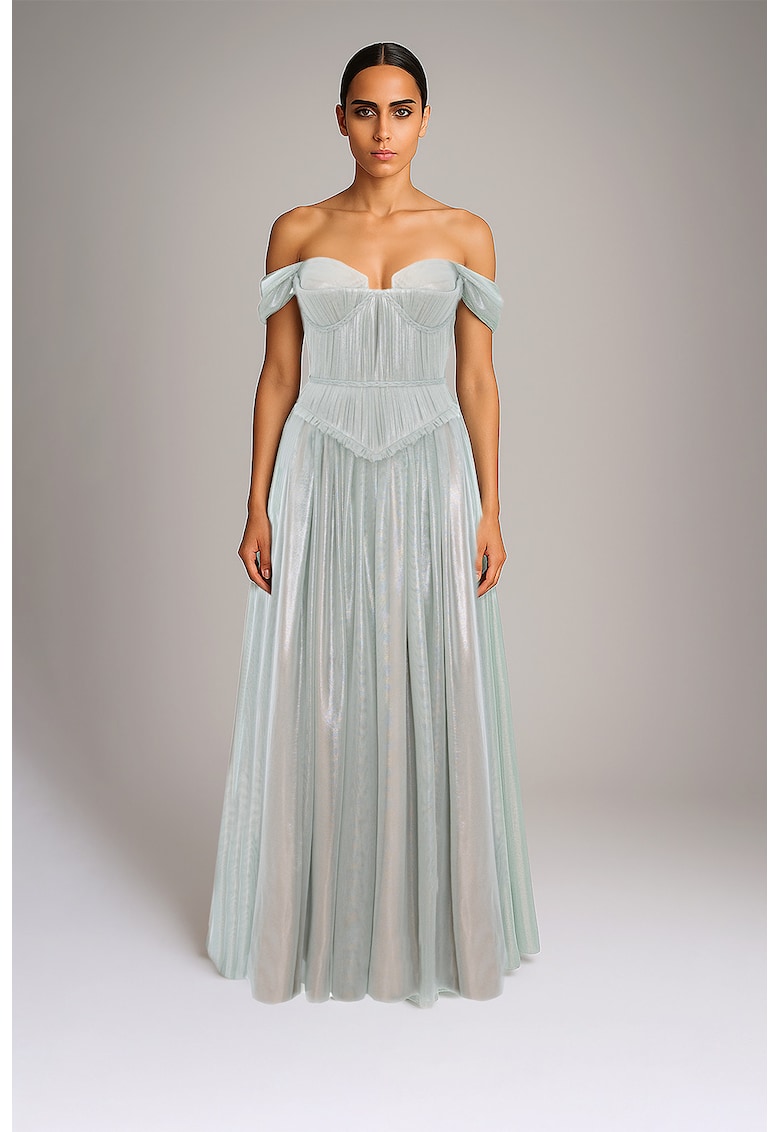 Рокля с голо рамо - Ледено синьо Acob a porter