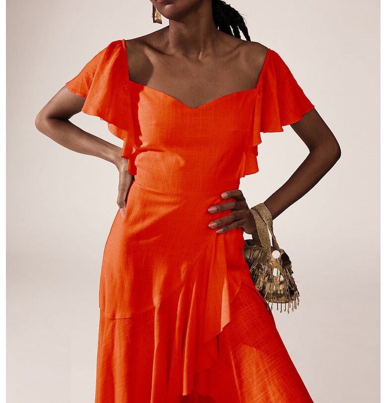 Рокля с голо рамо - Мандарина Alina Cernatescu