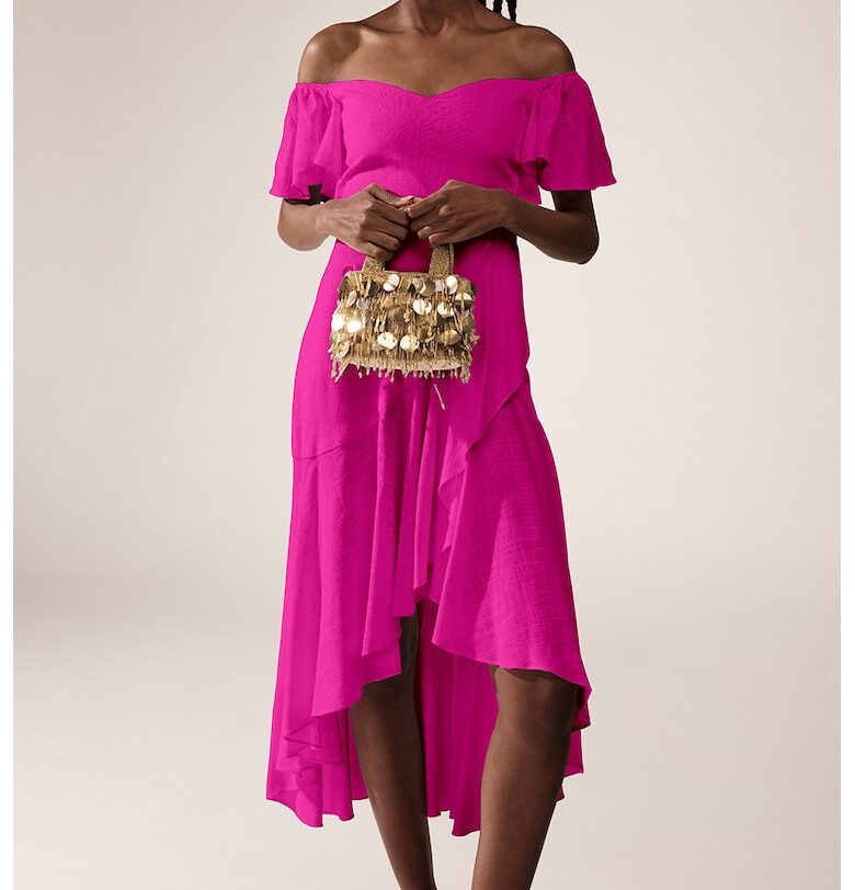 Рокля с голо рамо - Фанданго розово Alina Cernatescu