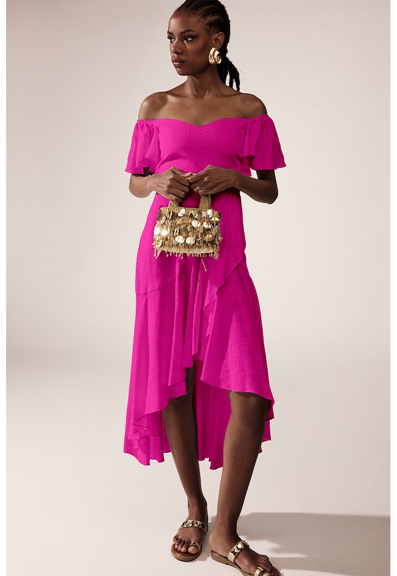 Рокля с голо рамо - Фанданго розово Alina Cernatescu