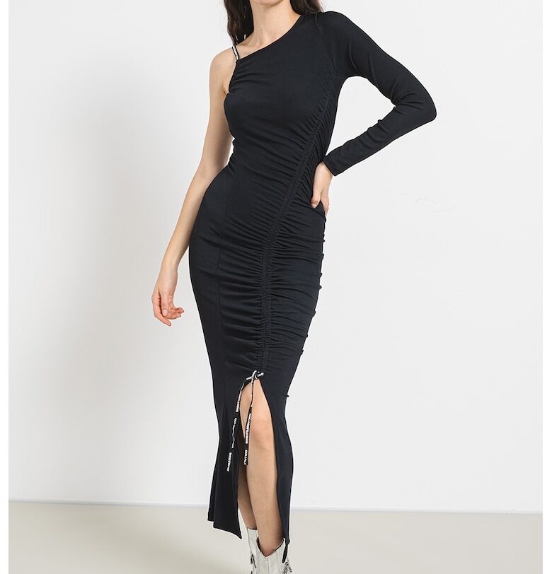 Рокля с голо рамо и странична цепка - Черен KARL LAGERFELD JEANS