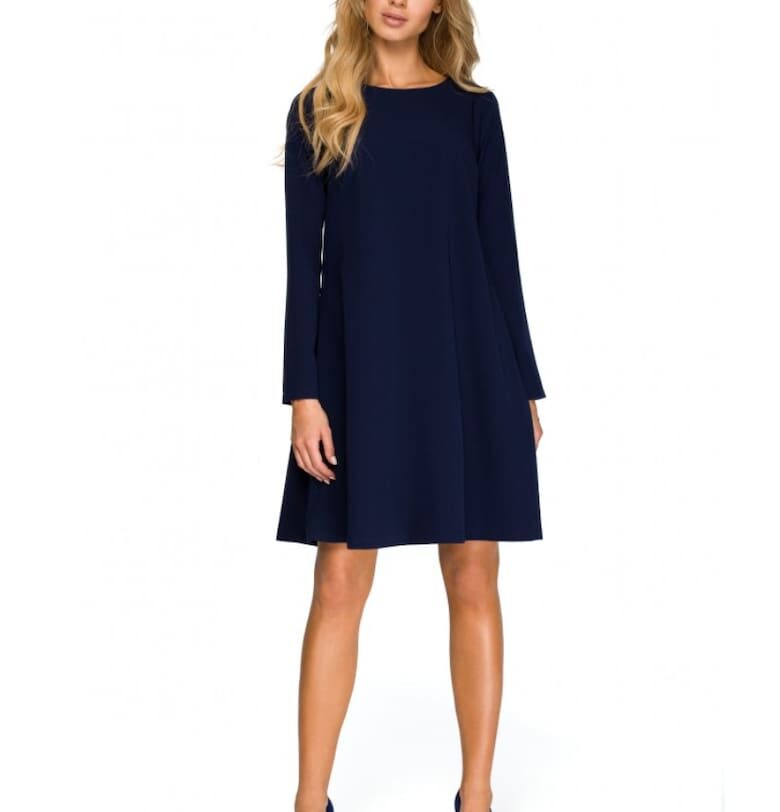 Рокля с гръб от шифон Style - полиестер/васкоза - тъмносиньо Stylove