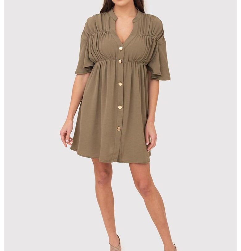 Рокля с деколте с копчета DA1757 - Каки Ax Paris