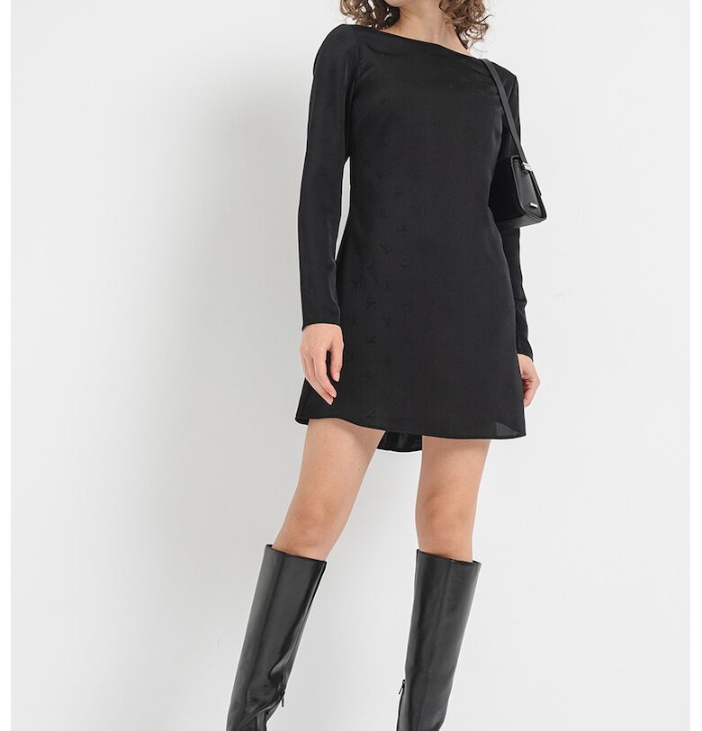 Рокля с деколте тип лодка и лого - Черен CALVIN KLEIN JEANS