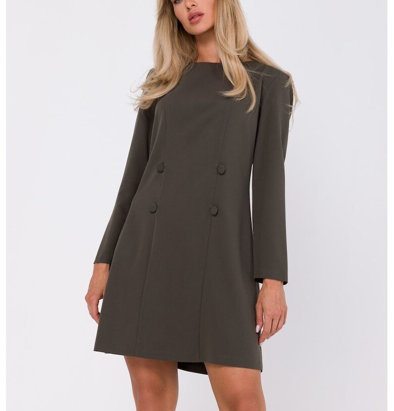 Рокля с декоративни копчета - Каки MOE