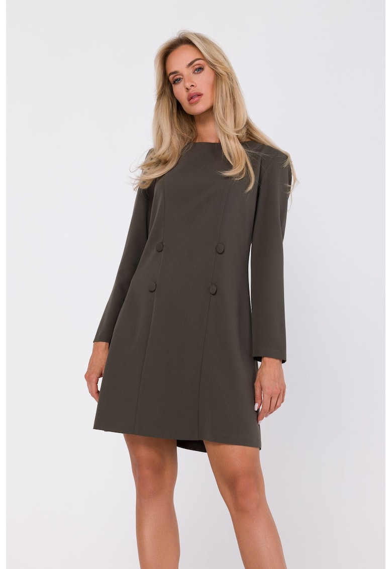 Рокля с декоративни копчета - Каки MOE