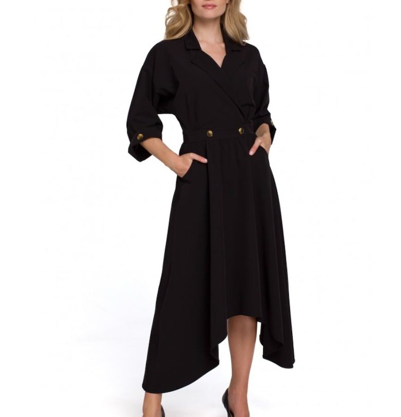 Рокля с декоративни копчета -  Полиестер Makover