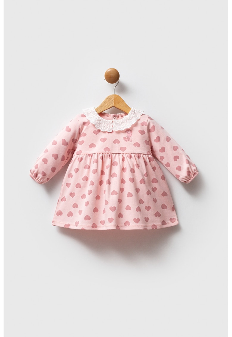 Рокля с десен - Светлорозов/Прашно розово US Polo Assn