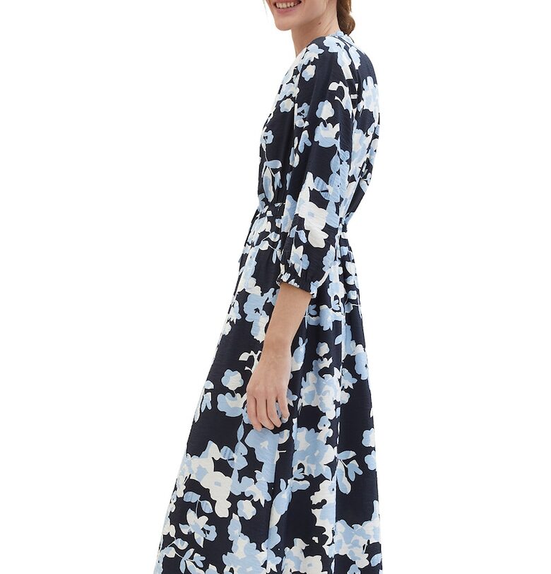 Рокля с десен и колан - Син Tom Tailor