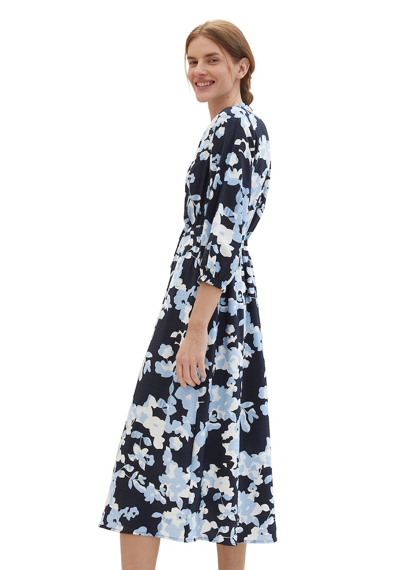 Рокля с десен и колан - Син Tom Tailor