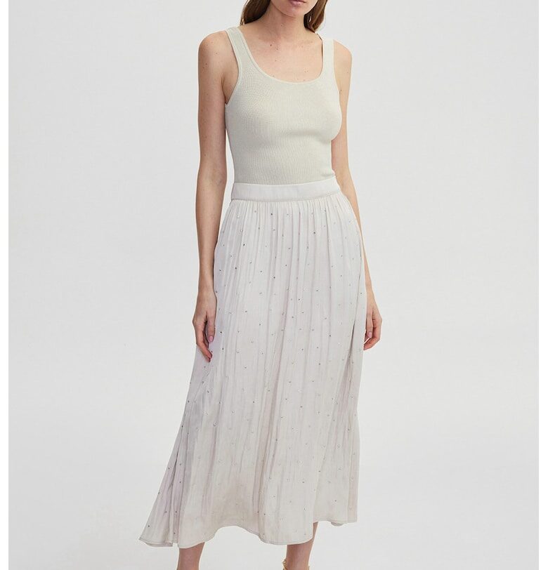 Рокля с джоб и декоративни камъни - Светло бежово Ipekyol