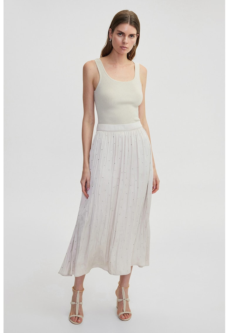 Рокля с джоб и декоративни камъни - Светло бежово Ipekyol