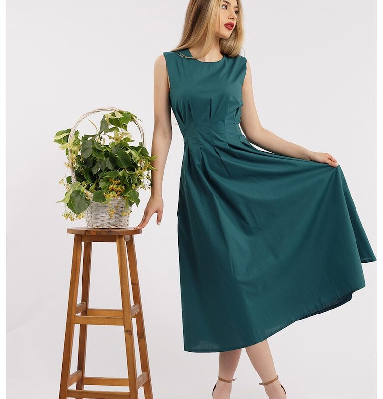 Рокля с джобове - Тъмнозелен CAMISSI