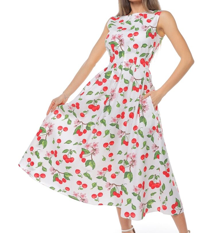 Рокля с джобове - Червен/Бял/Зелен CAMISSI