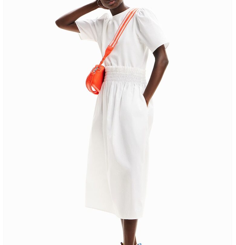 Рокля с джобове встрани - Бял DESIGUAL