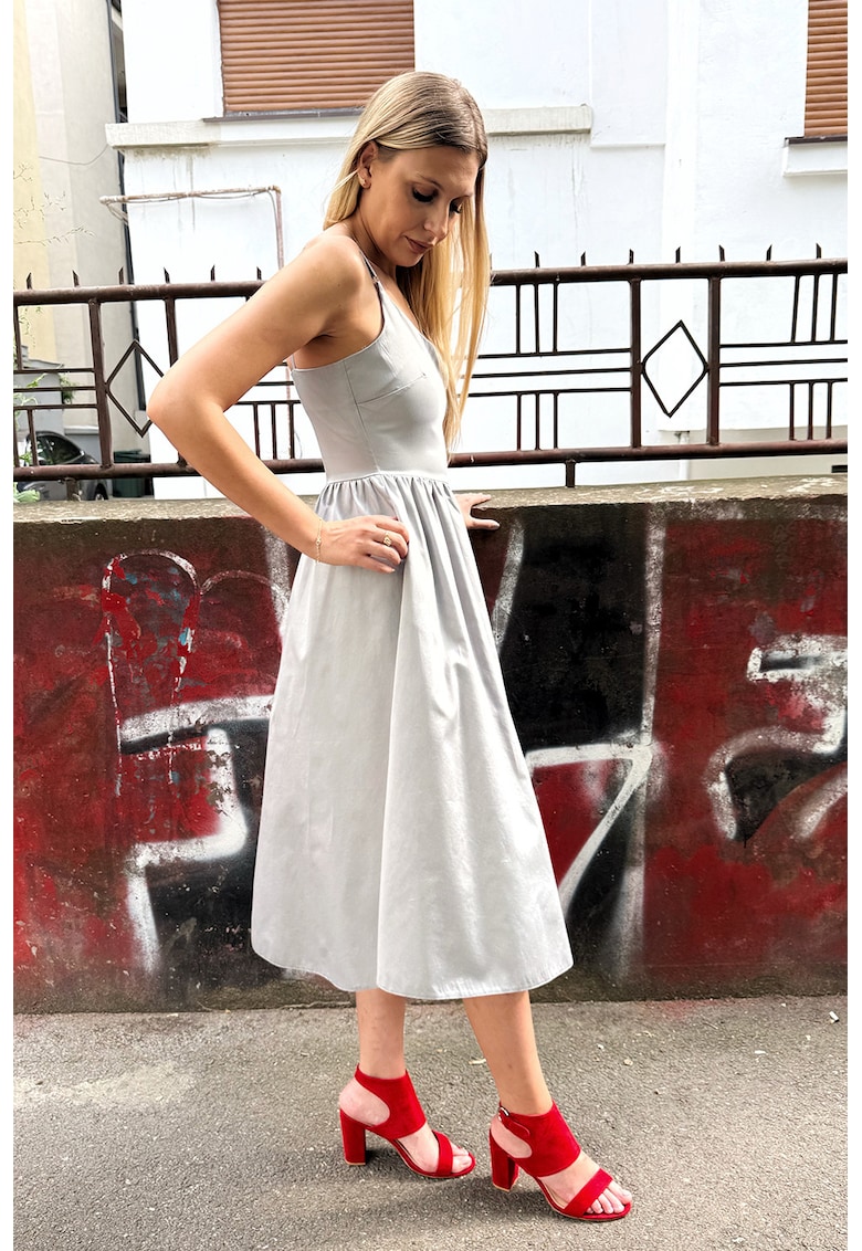 Рокля с джобове встрани - Светло сив Couture de Marie