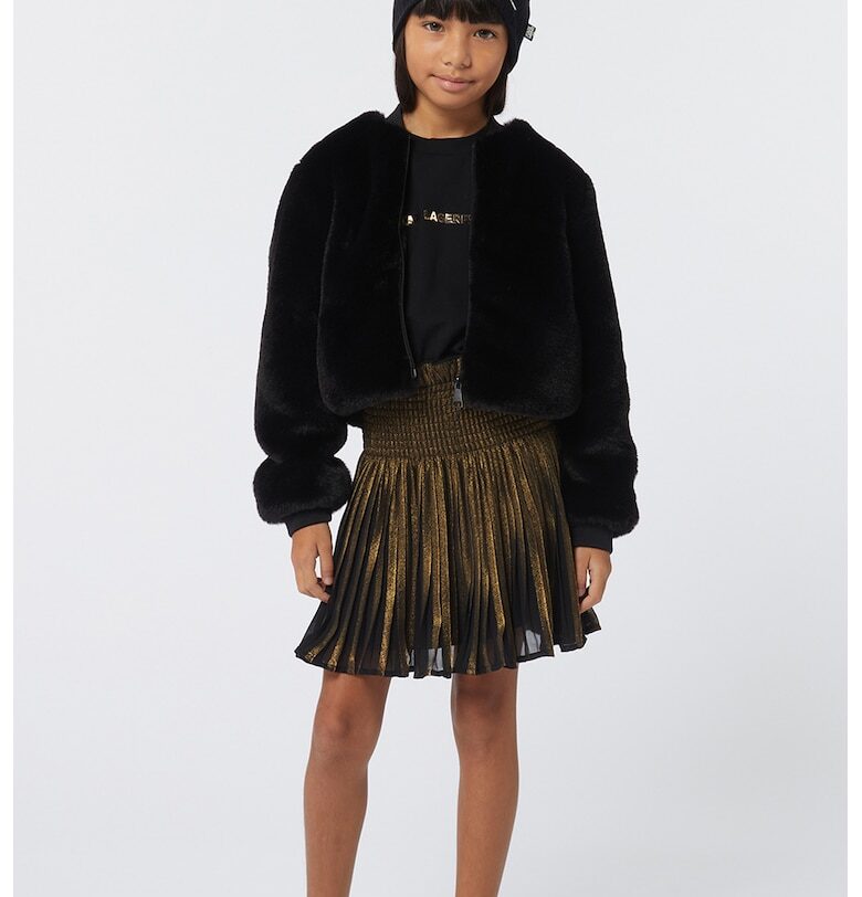 Рокля с дизайн 2 в 1 - Златист/Черен KARL LAGERFELD KIDS