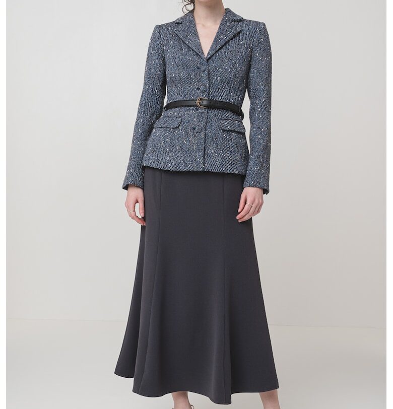 Рокля с дизайн 2 в 1 и колан - Син/Тъмносин SELF-PORTRAIT