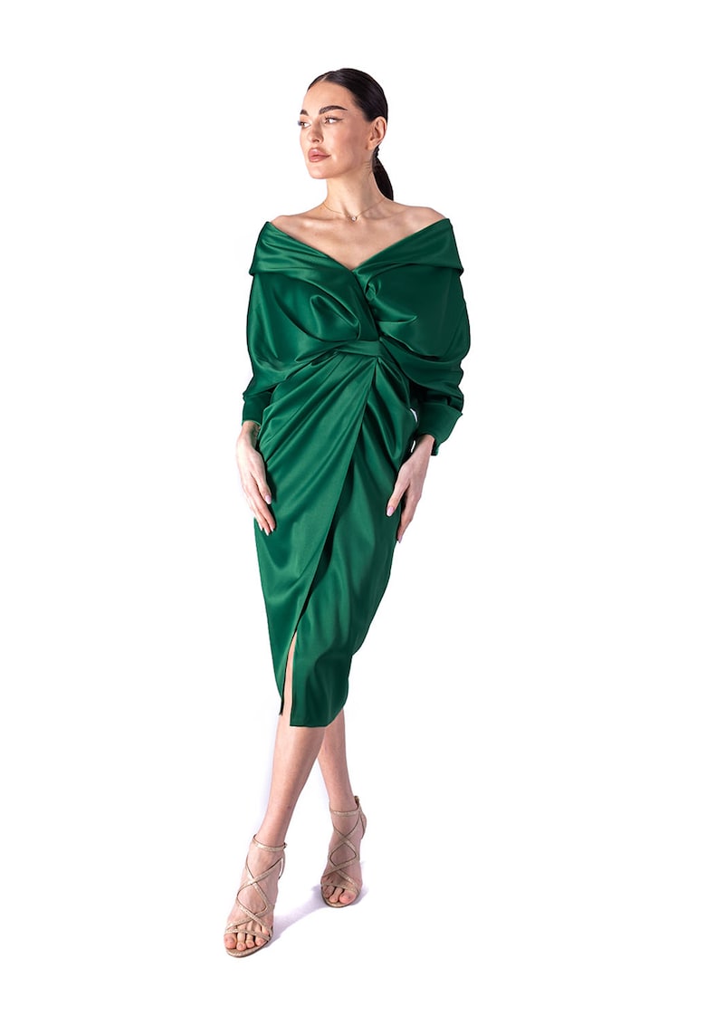 Рокля с драпиран дизайн - Тъмнозелен Acob a porter