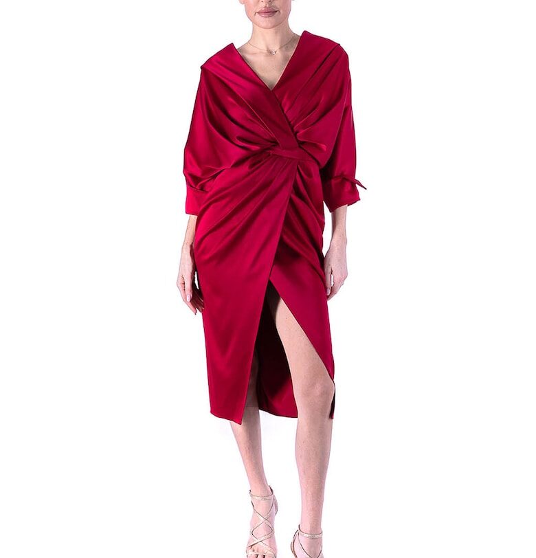 Рокля с драпиран дизайн - Червен Acob a porter