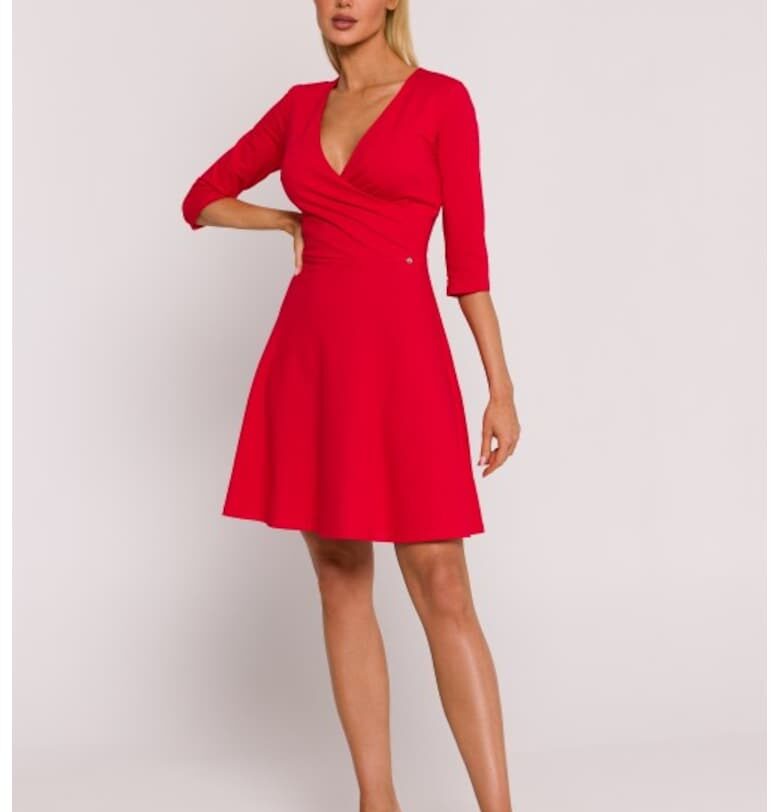 Рокля с драпирана горна част  Червен MOE